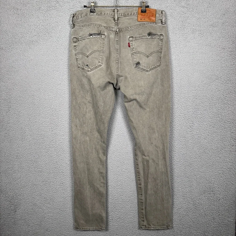 Levis Jeans Mens 32x32 Gray‎ 501 CT Distressed Grunge Punk Goth Indie Denim
